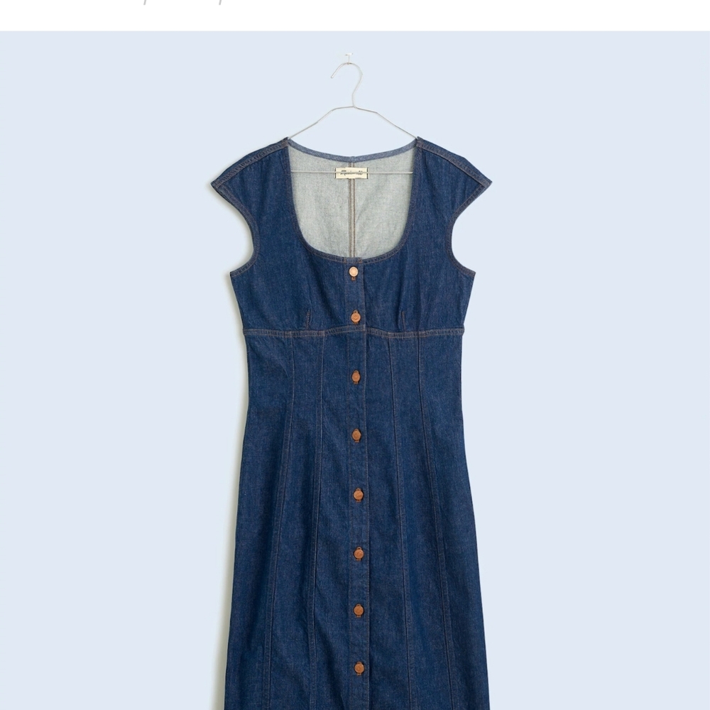 Madewell Blue Buttoned Midi Sundress